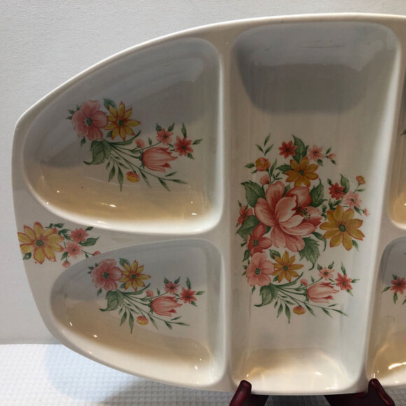 Vintage MCM Fred Roberts Serving Tray Floral Nice Condition - Picture 2 of 5